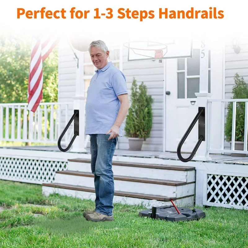 

DurableStep Handrails Wall-mounted Handrails Stairs Non-slip Porch Railings U-shaped Handrails Wrought Iron Inclined Ladder Wide