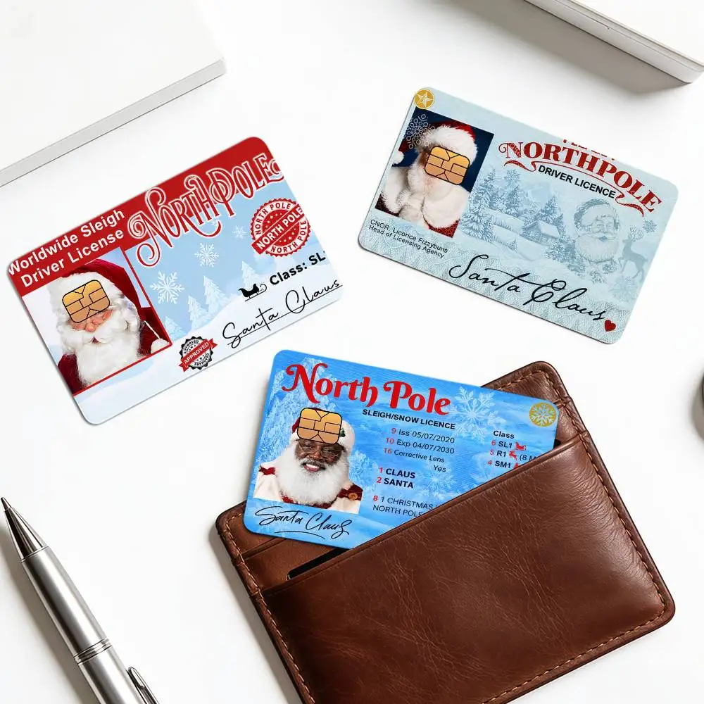 Santa Claus Virtual Sled Driving License Credit Card Skin Sticker Cover Decal Wrap Debit Card Stickers Durable Removable