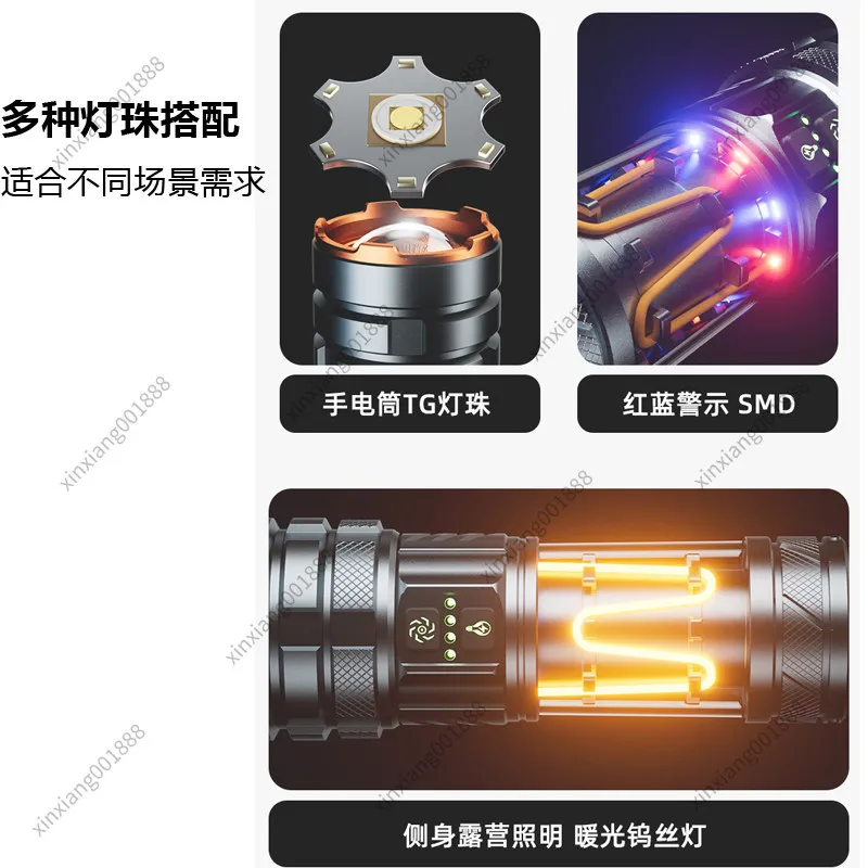 Super Bright White Laser LED Flashlight USB Rechargeable High Power Long Range Torch Multifunctional Portable Camping Light