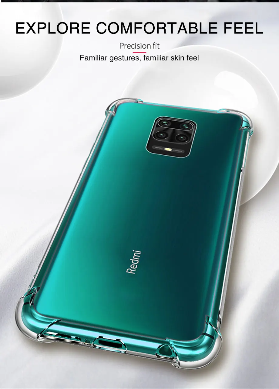 Airbag Dicke stoßfeste TPU-klare Hülle für Xiaomi Redmi Note 9 9s Note9 Pro Silikon transparente Soft Cover Cases – Detail 7