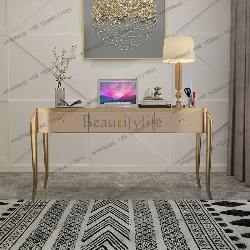 Light luxury desk Home writing desk Simple modern solid wood small paint desk 3