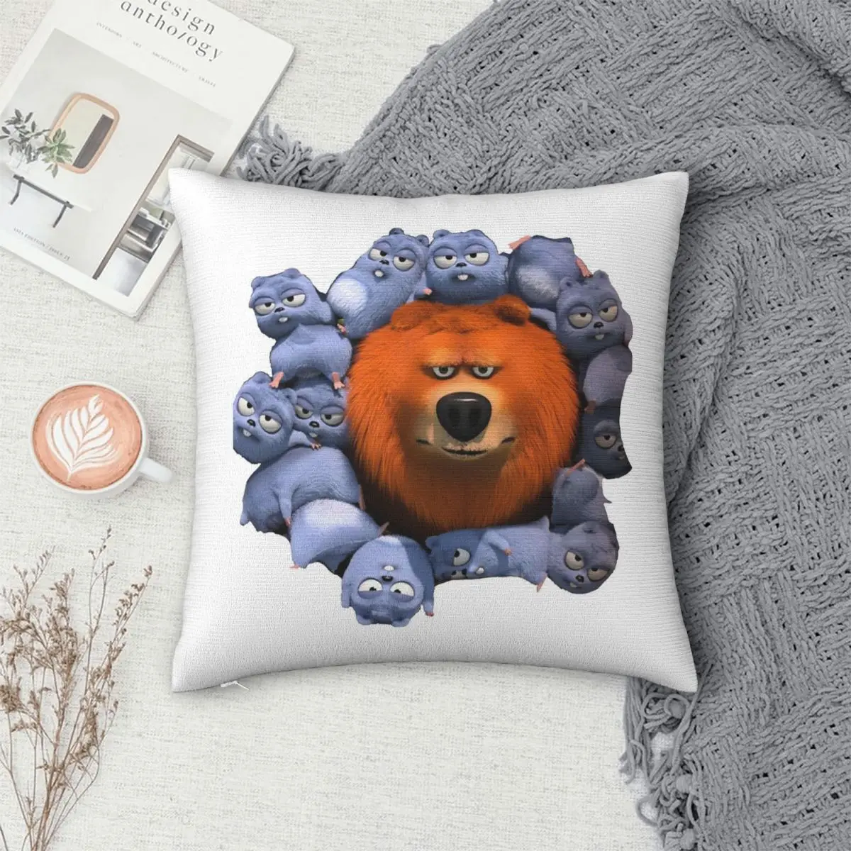 

Grizzy And The Lemmings Square Pillowcase Pillow Cover Polyester Cushion Decorative Comfort Throw Pillow for Home Living Room
