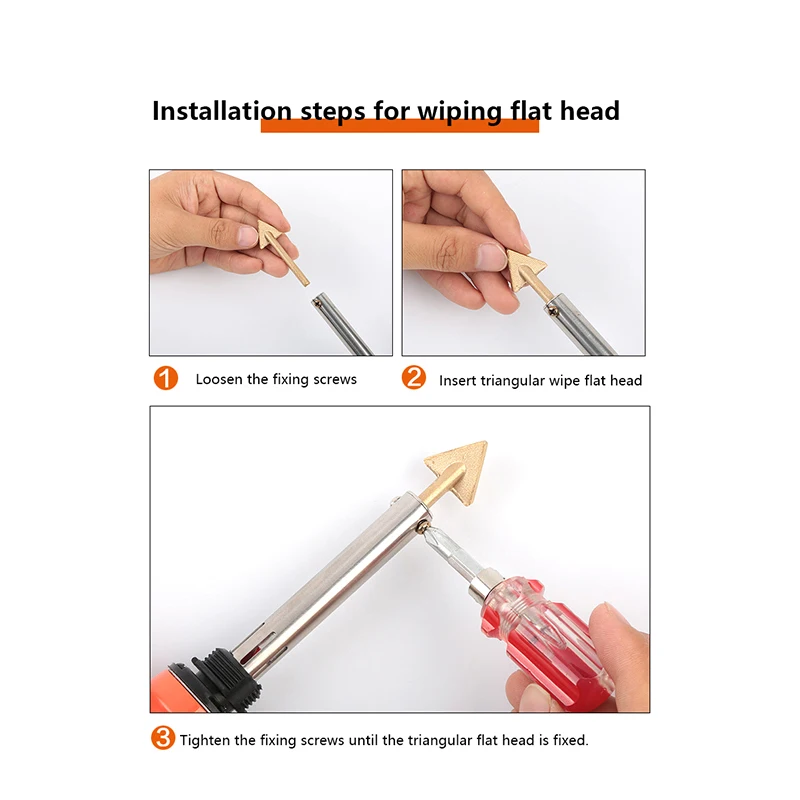 3pc Soldering Iron Tips set Copper Repair Triangular Smoothing Head Welding Tips Iron Plastic Welder-Replacement Tips For 80Watt