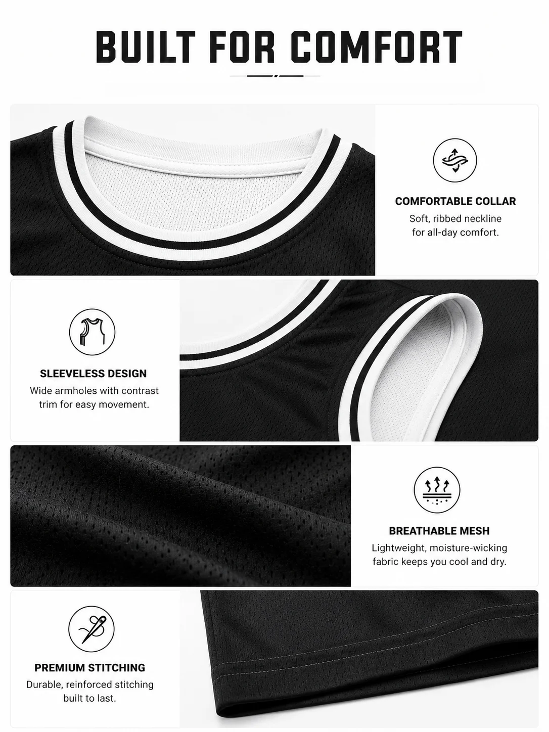 Custom Black Basketball Jersey, Personalized Printed Team Name Number Logo Basketball Shirt, Men Women Kids Sleeveless Shirts