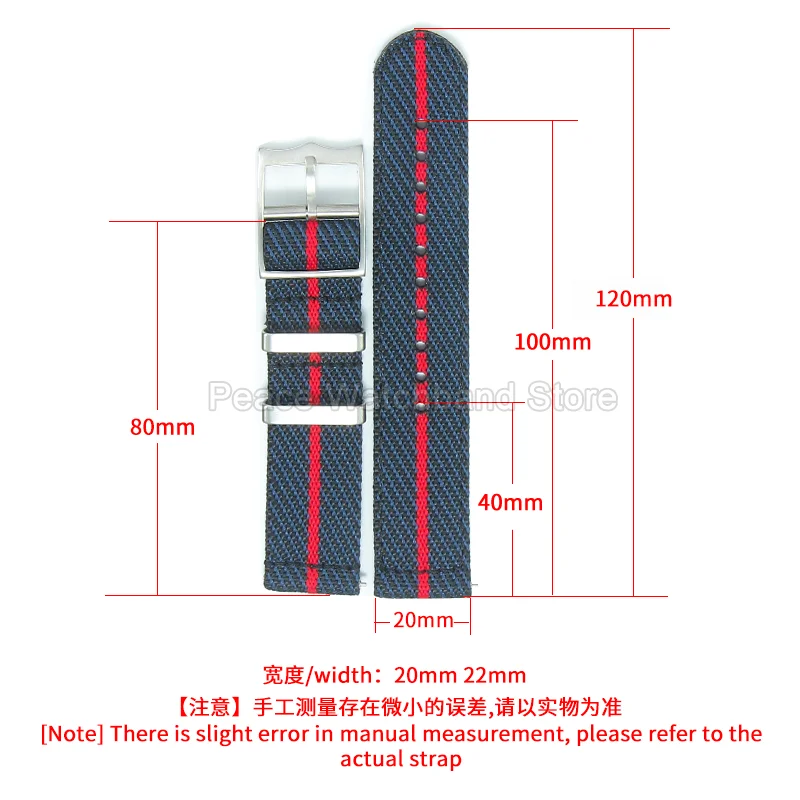 Pulsera de nailon de 20 a 22mm, color caqui, azul y rojo, para Tudor Black Bay Longines Seiko Citizen MIDO, resistente a las arrugas, fácil de limpiar