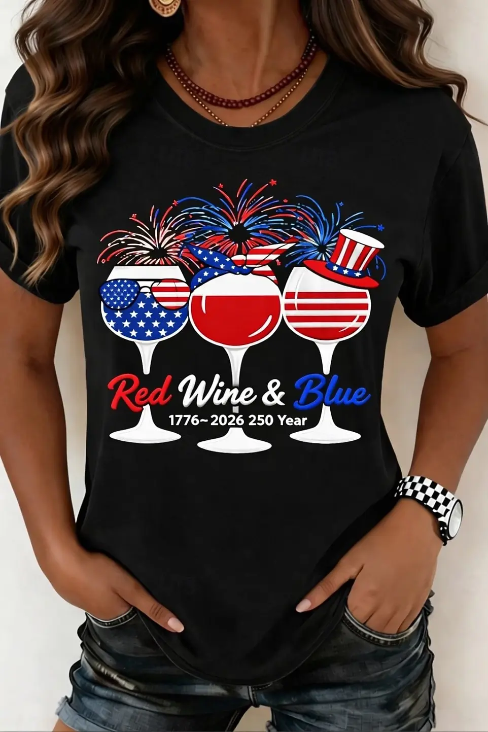 Women's Vintage Flag Letter Print T-Shirt, Short Sleeve Crew Neck Casual Tops, Black White Daily Wear for Spring & Summer