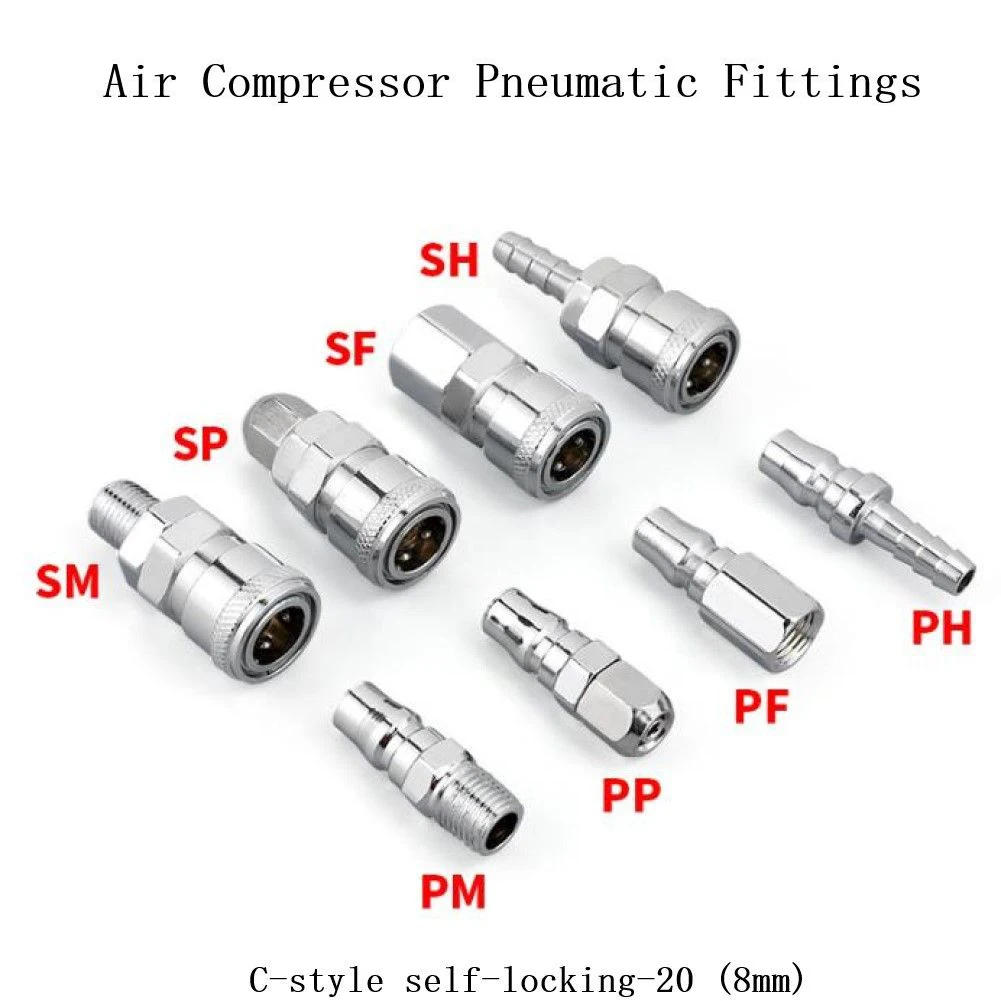 Connettore pneumatico per compressore d'aria SF SH SM Accoppiatore Spina PH PM Tubo rapido pneumatico SP Raccordi connettore argento