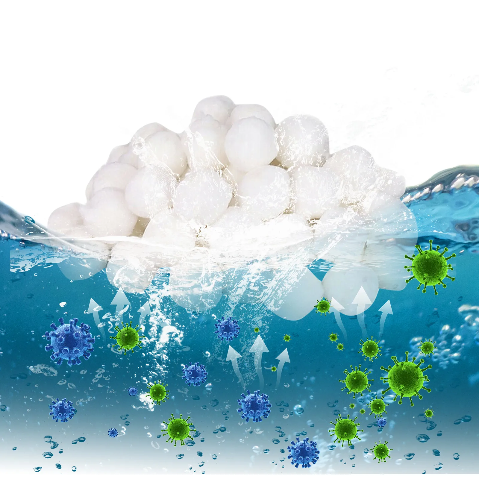 200 جرام-1500 جرام تصفية كرات تنظيف كرات 30-50 مللي متر تنقية المياه الألياف حمام سباحة معدات تنظيف لمياه الصرف الصحي تريا و تيمين