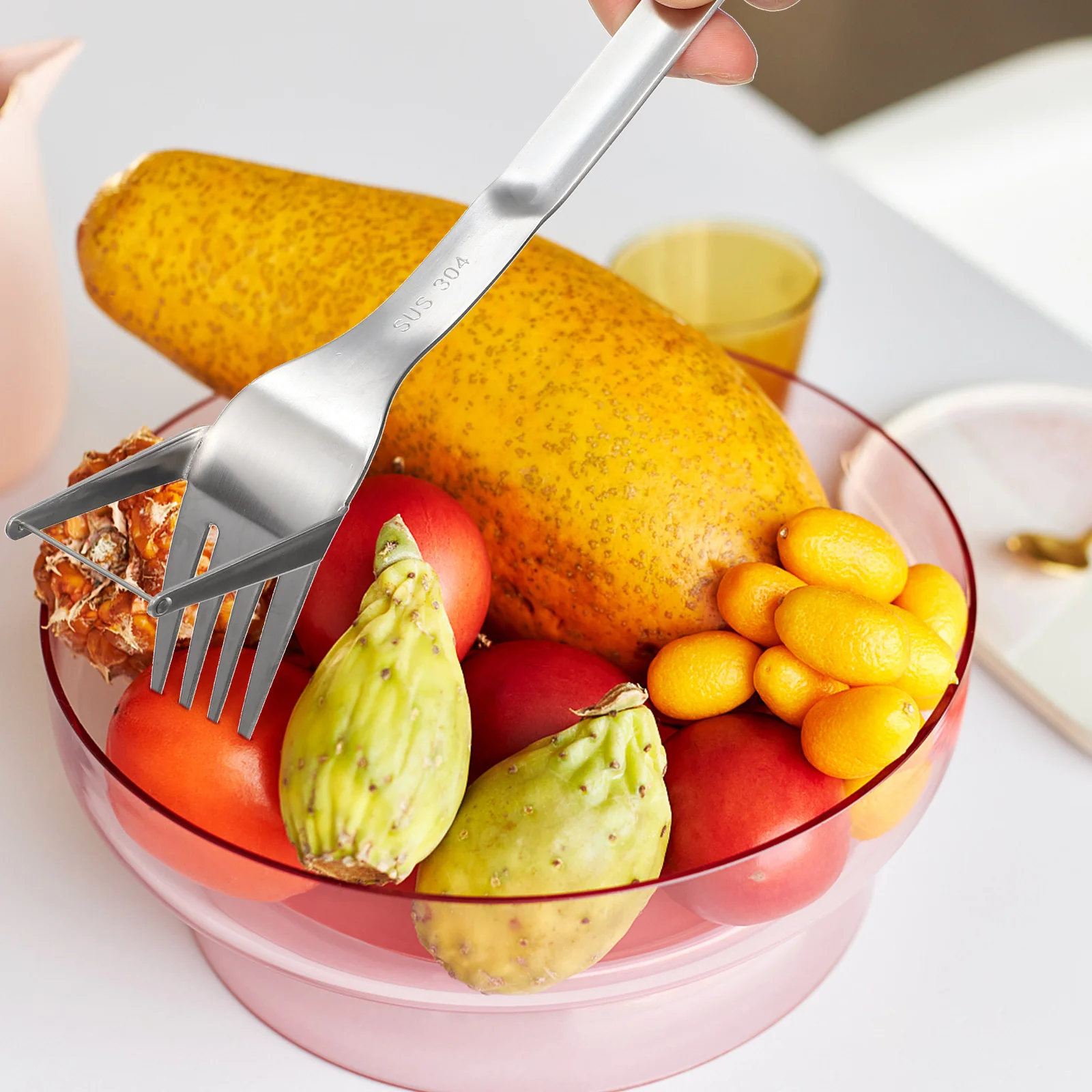 

2 pcs Watermelon Slicer Fork 2-In-1 Stainless Steel Fruit Cutter Tool Kitchen Gadgets For Home Party Use Melon Cutter Fork