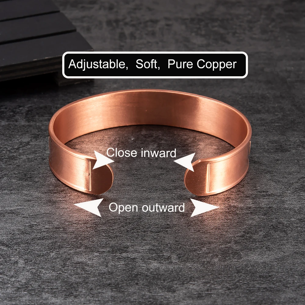 Vinterly Pure Copper Bracelets Magnetic JESUS 15mm Adjustable High Magnet Cuff Bangles Vintage Health Energy Jewelry Resizable