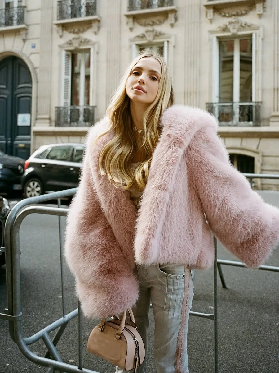 HDHOHR 2026 New Winter Thick Warm Faux Fox Fur Coat Women  Super Hot  Fox Fur Jacket With Hood Elegant Chic Fluffy  Fur Girls