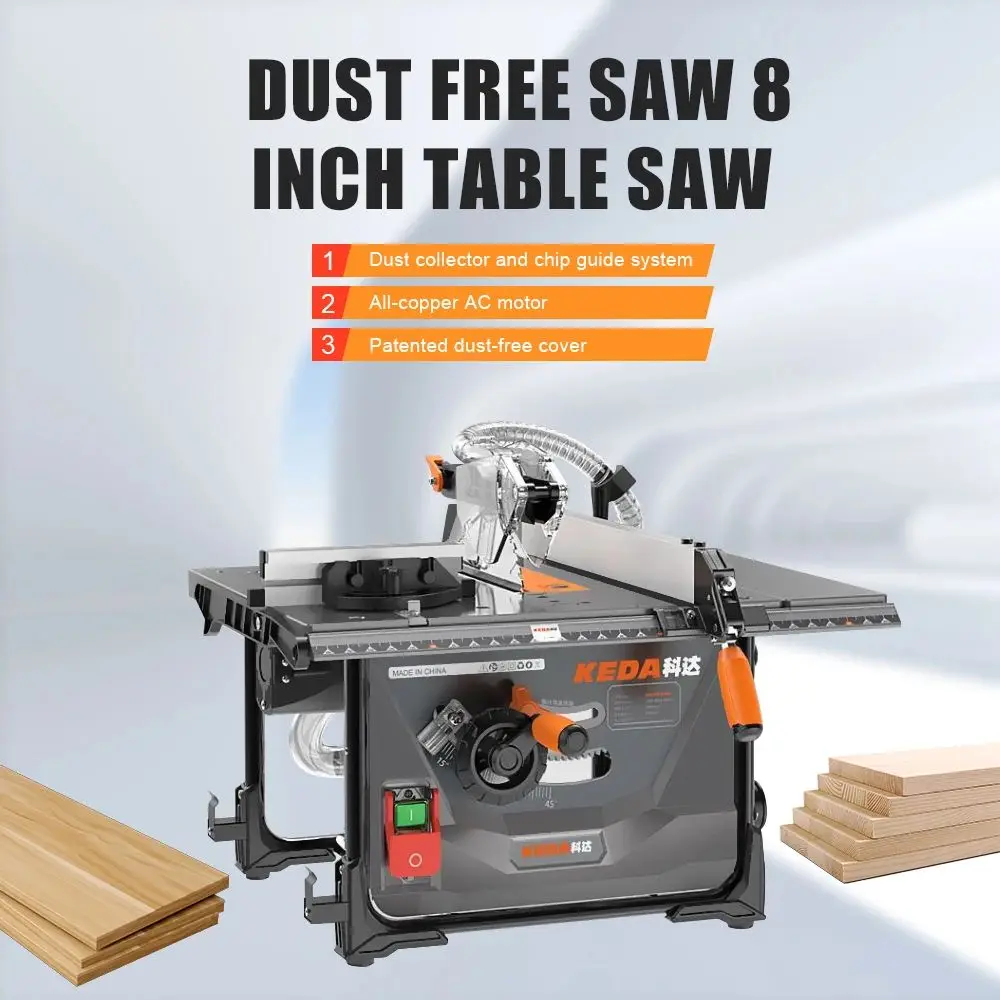 DG-2000W Electric Table Saw 220V 8.5 Inch Table Saw Solid Wood Metal Saw Laminate Cutting Machine Multifunctional Dustless Saw