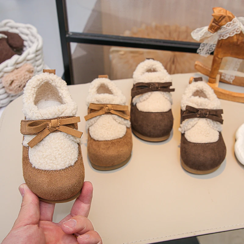 

2025 Winter New Children's Shoes Girls' Cotton Boots Korean Soft soled Anti slip Snow Boots Exquisite and Delicate Warm Boots