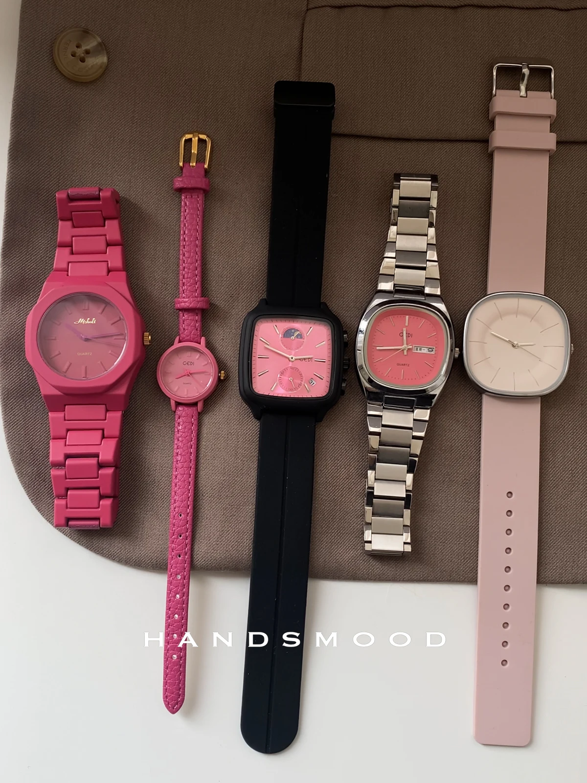 ساعة بتصميم متخصص مقاومة للماء باللون الوردي الفاخر للشابات، ساعة كوارتز فاخرة وعصرية عالية الجودة هدية للنساء