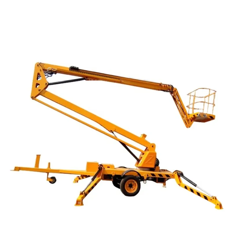 Towable Boom Lift Trailer Aerial Platform with Stable Support Legs for Street Light and Utility Maintenance