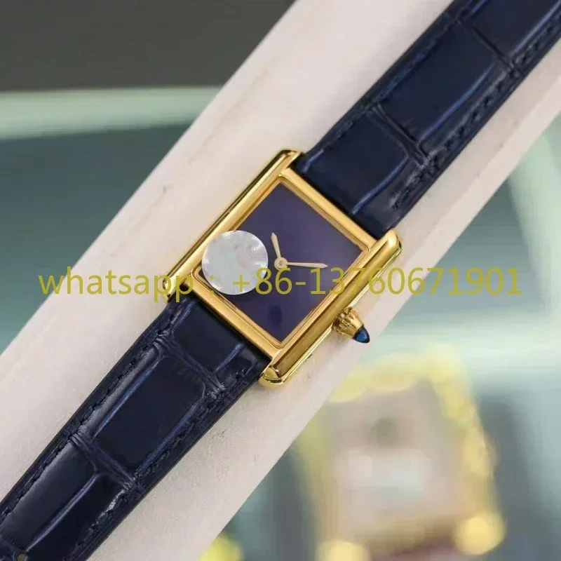 Luxury New Lady Women Quartz Movement Watch Stainless Steel 904L Gold Silver Blue Green Leather Belt