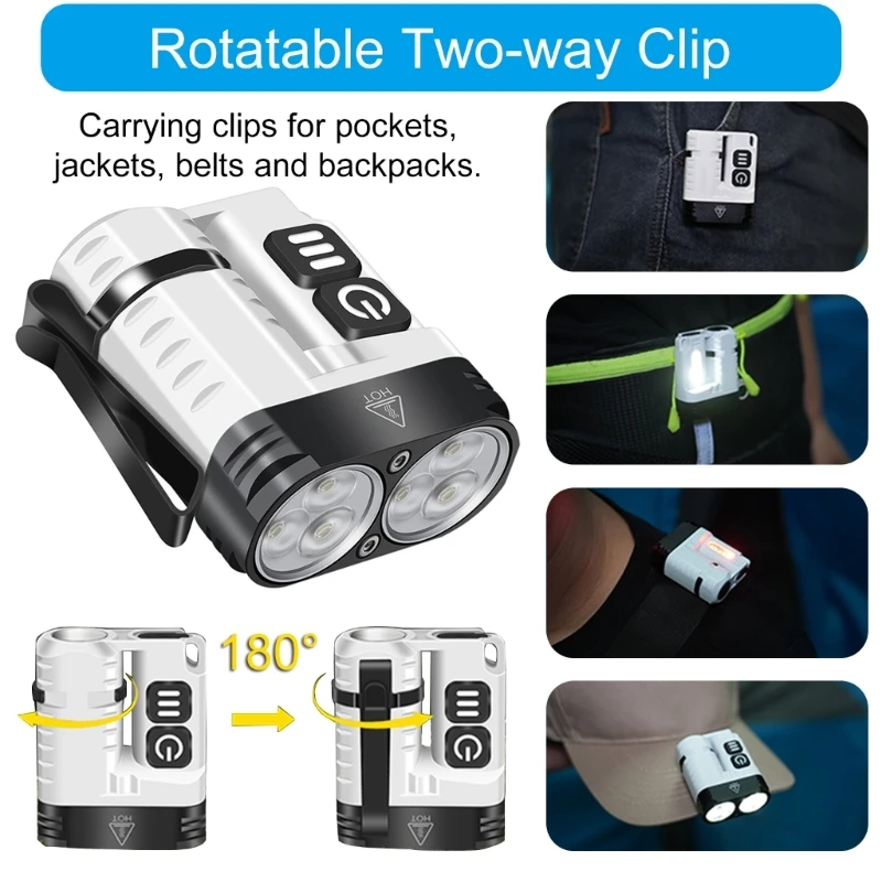 LED Small Torch Small Pocket Clip Water Proof Rechargeable Easy to Carry Outdoor Equipment for Hiking, Camping, Hunting