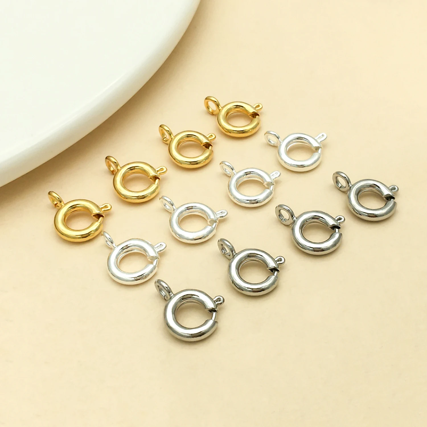 

5pcs 18k gold-copper plated thick silver spring buckle Jewelry Making DIY Earrings Charms for Jewelry Bracelets Necklace