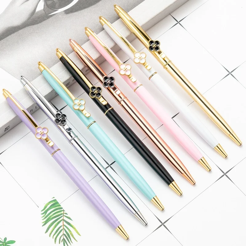 Clover Metal Ballpoint Pen Custom Logo Advertising Ballpoint Pen Lettering Engraved Name Advertising Pen School Accessories