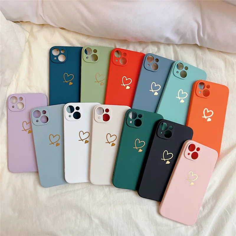 Candy Colorful Cute Love Heart Silicone Phone Case For iPhone 13 12 11 14 Pro Max Mini XR XS X 7 8 Plus SE20 Soft TPU Back Cover