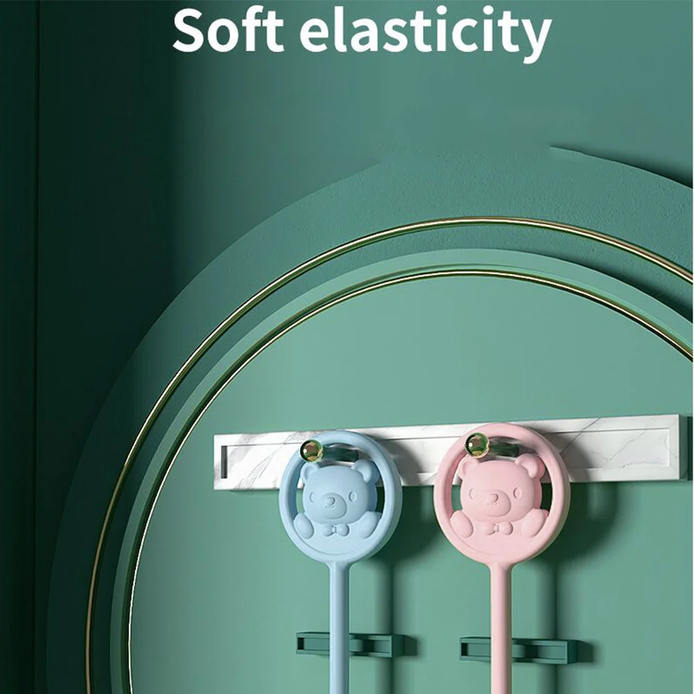 2pcs Silicone Stirring Stick For Kids Cartoon Bear Pattern Milk Mixing Spoon Temperature Sensitive Tip No Residue V-Shaped Claw