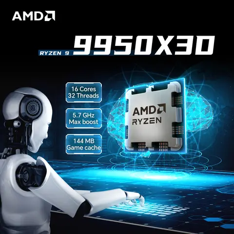 AMD Ryzen 9 9950X3D 16-Core 32-Thread New CPU Processor 5.7GHz 144MB Cache TDP 170W R9 9950x3d Socket AM5 no fan