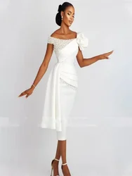 Robe de Soirée Blanche Courte Initiée Perles, Robes de Bal de Luxe, Cocktail, 2024