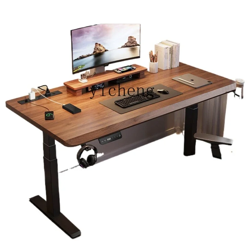 

ZZ Solid Wood Electric Lifting Table Computer Table and Chair Suit Desk Adjustable Table