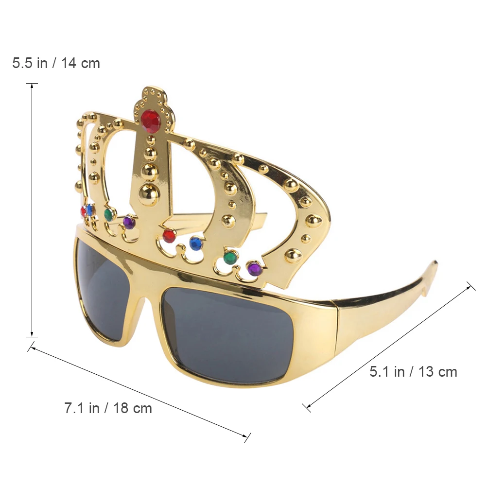 

Crown Shaped Novelty Eyeglasses Gem Decorated Plastic One Size Fits Most Party Costume Accessory Rhinestone Glasses Props
