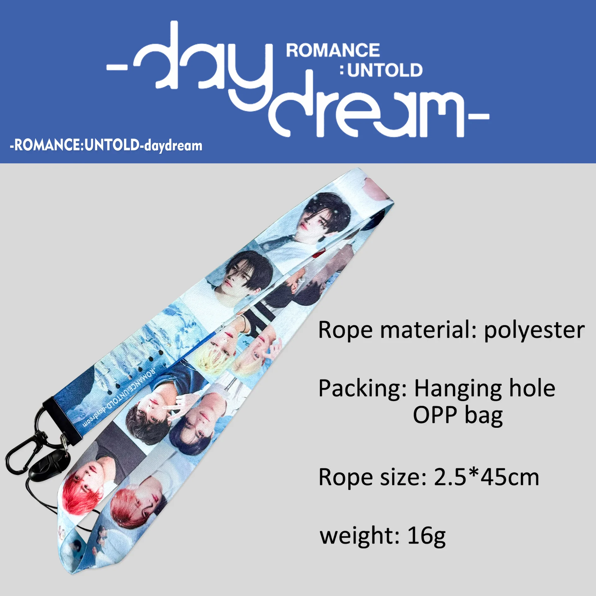 KPOP JUNGWON JAKE Album Daydream Phone Lanyard SUNOO NI-KI JAY Member Photo Double-sided ID Card Holder Hanging Rope Fans Gift