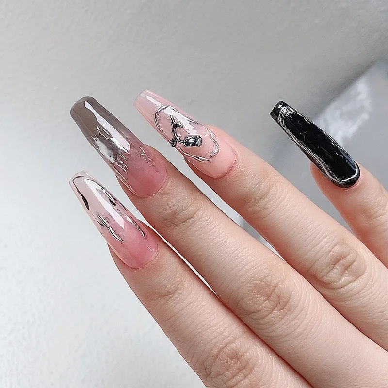 2023 TSZS 10 قطعة/الوحدة ثلاثية الأبعاد سبائك الفضة ارتفع مسمار أجزاء زهرة الشرير نمط مسمار الفن مجوهرات معدنية الورد #4