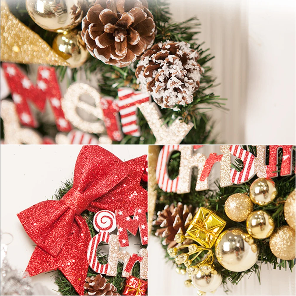 

Christmas Wreath Red Decor Party Wreaths Decorative Decorate Wooden Door Garland
