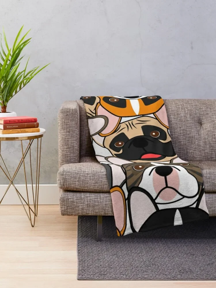 Frenchie Squad Throw Blanket Decorative Beds blankets and throws Blankets