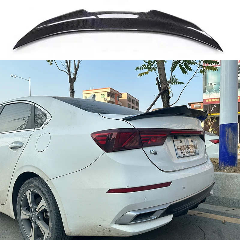 Trunk Boot Lid Duck Tail Lip Spoiler Wings For Kia K3 Cerato Forte Sport GT 2019 2020 2021 Real Carbon Fiber PSM Rear Spoiler