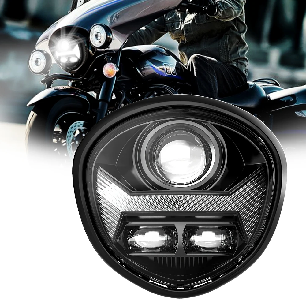 

Emark approved Motorcycle LED Headlight Headlamp 65W High low beam DRL for Yamahas V Star 1300 XVS1300A Tourer 2010-2017