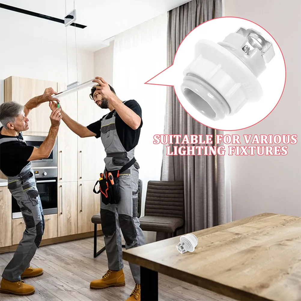 

2Pcs Ceramic Lamp Holder Socket Thread Replacement for Pendant Lights Outdoor Light Fixture Parts E14 Lamp Socket Base DIY