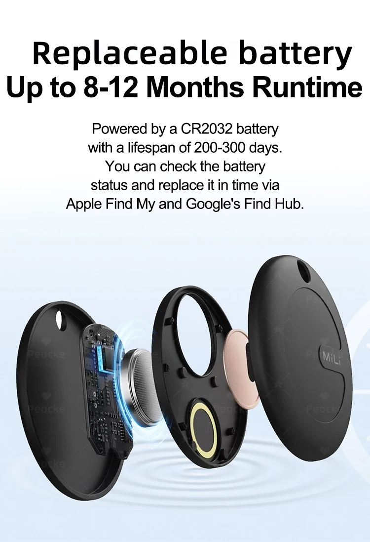 MiLi MiTag Dual System Bluetooth GPS Tracker Locator Smart Location Tag Keys Finder Works With Apple Find My&Google Find Hub