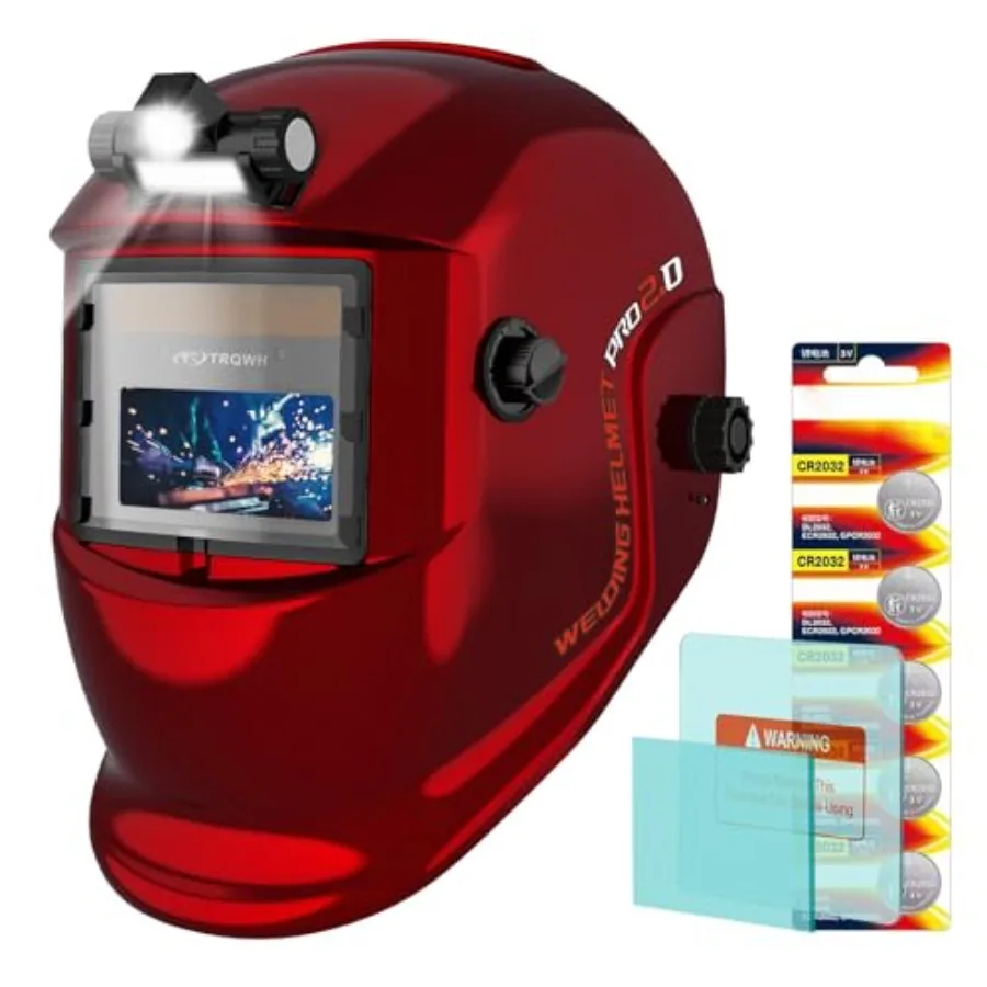 

TRQWH Welding Helmet with Light True Color Auto Darkening Welding Helmets for Men Solar Powered Welding Hood with 2 Arc Sensor