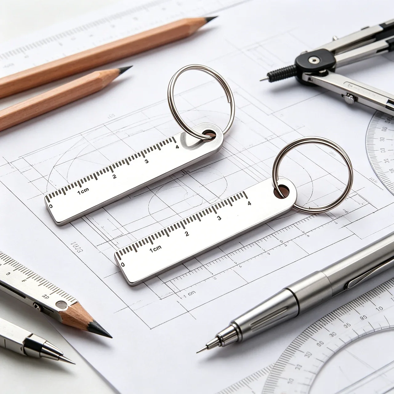 2-Pack 5cm Stainless Steel Mini Ruler - High-Precision Measuring & Drawing Tool for Students, Keychain & Portable Use