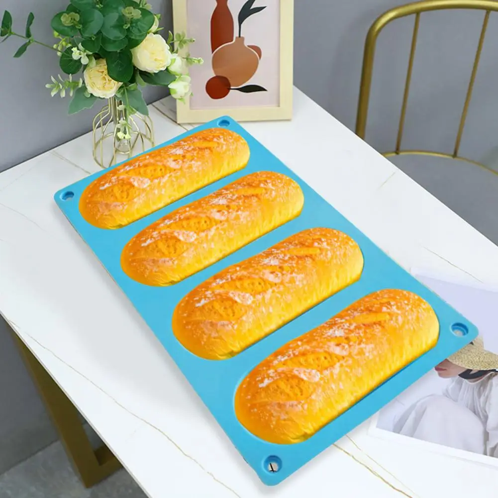 Hot Dog Molds Silicone Hot Dog Molds Silicone Hot Dog Bun Pan Mold Set Non-sticky Heat-proof Baking Bread Molds for Kitchen 2pcs