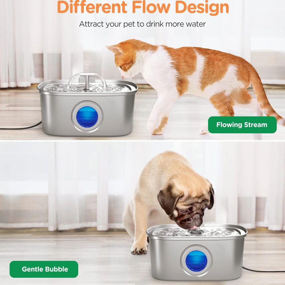 3.2L Cat Drinking Fountain Automatic Stainless Steel Pet Dogs Water Dispenser Fountain For Multiple Pets Drink Bowl