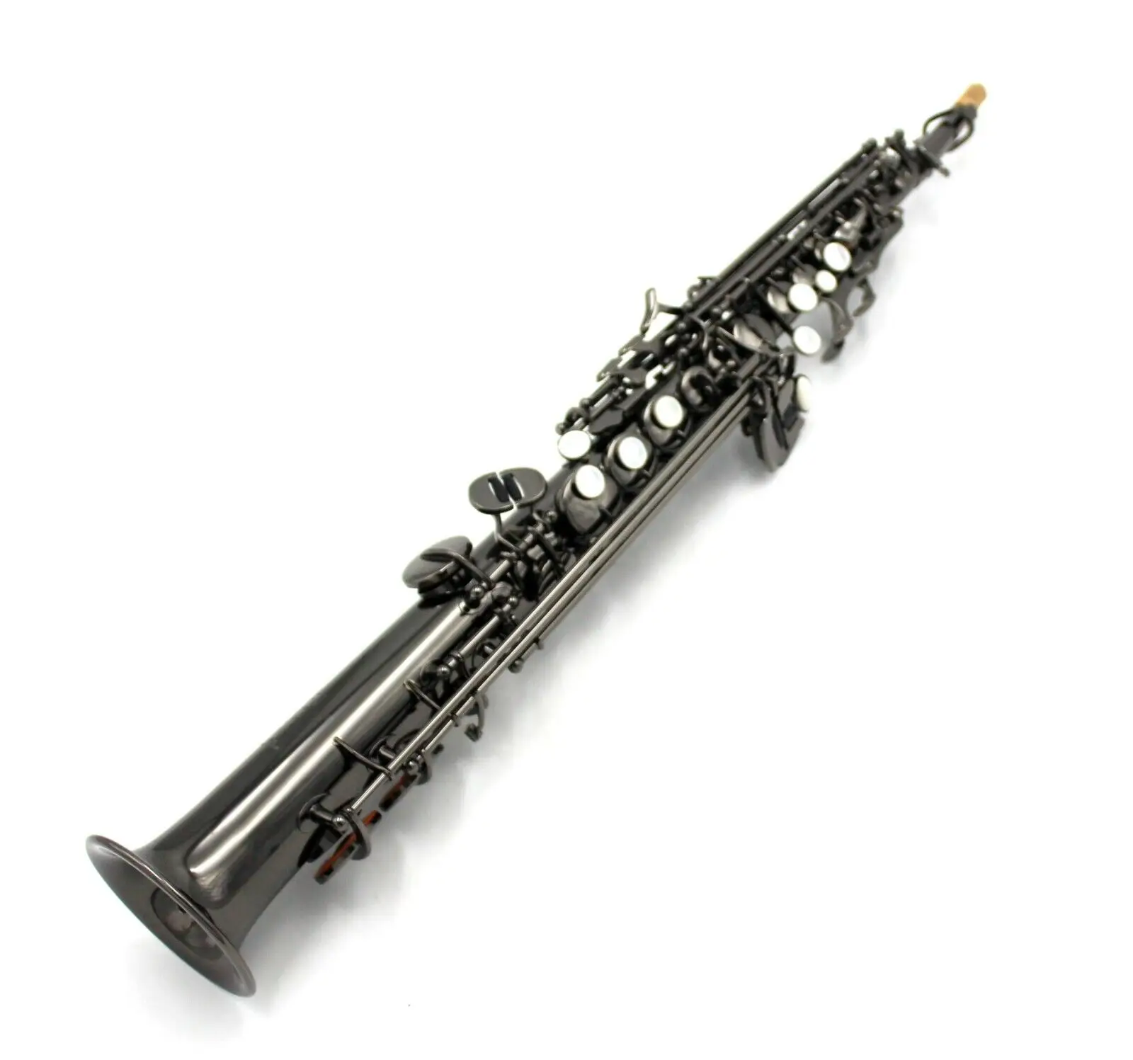 

Eastern music prof use full body shiny black straight Soprano Saxophone