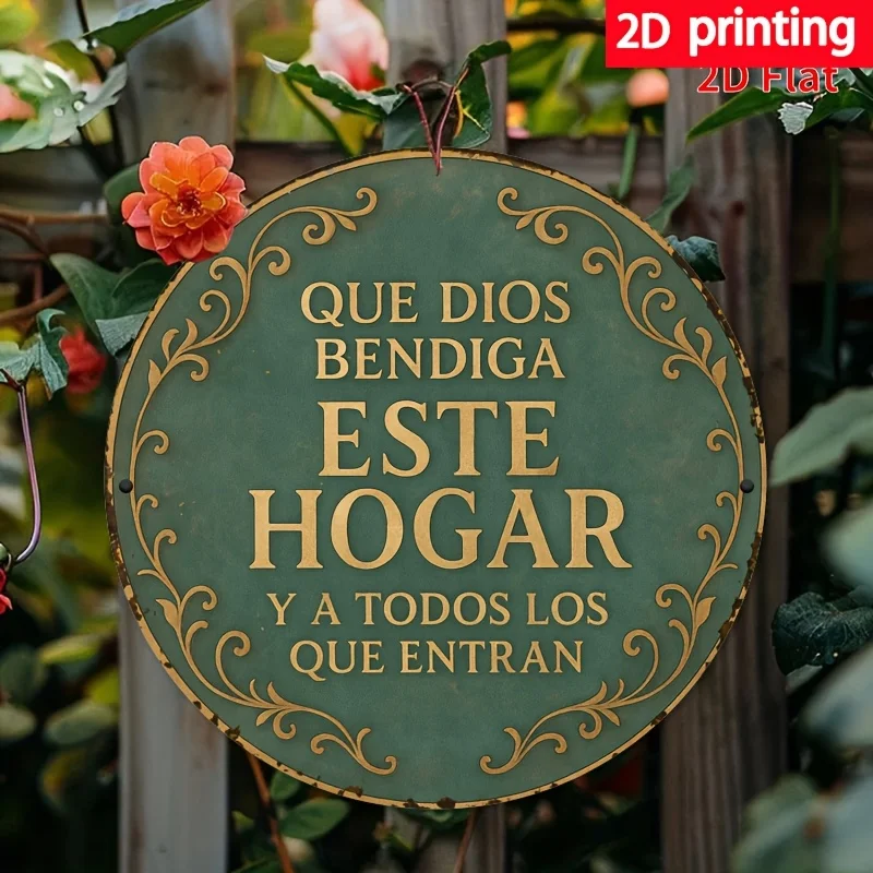 Letrero de Madera con Oración en Español, 'Dios Bendiga Este Hogar', Decoración Rústica de Pared en Verde Oliva para Hogar, Cocina, Jardín, Porche, Regalo Religioso para el Hogar