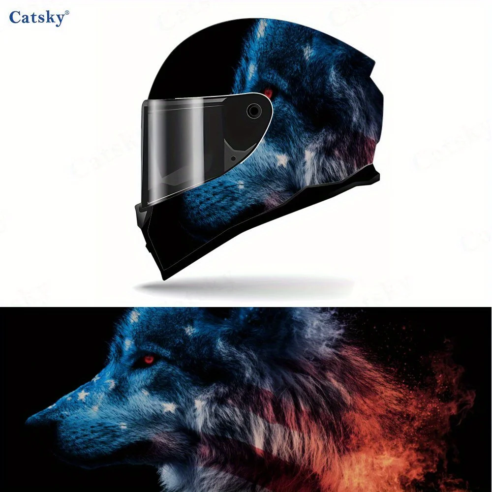 

Наклейка на мотоциклетный шлем с американским флагом и волком, водонепроницаемая самоклеящаяся виниловая наклейка на шлем, крутая пленка для граффити своими руками, подарок для