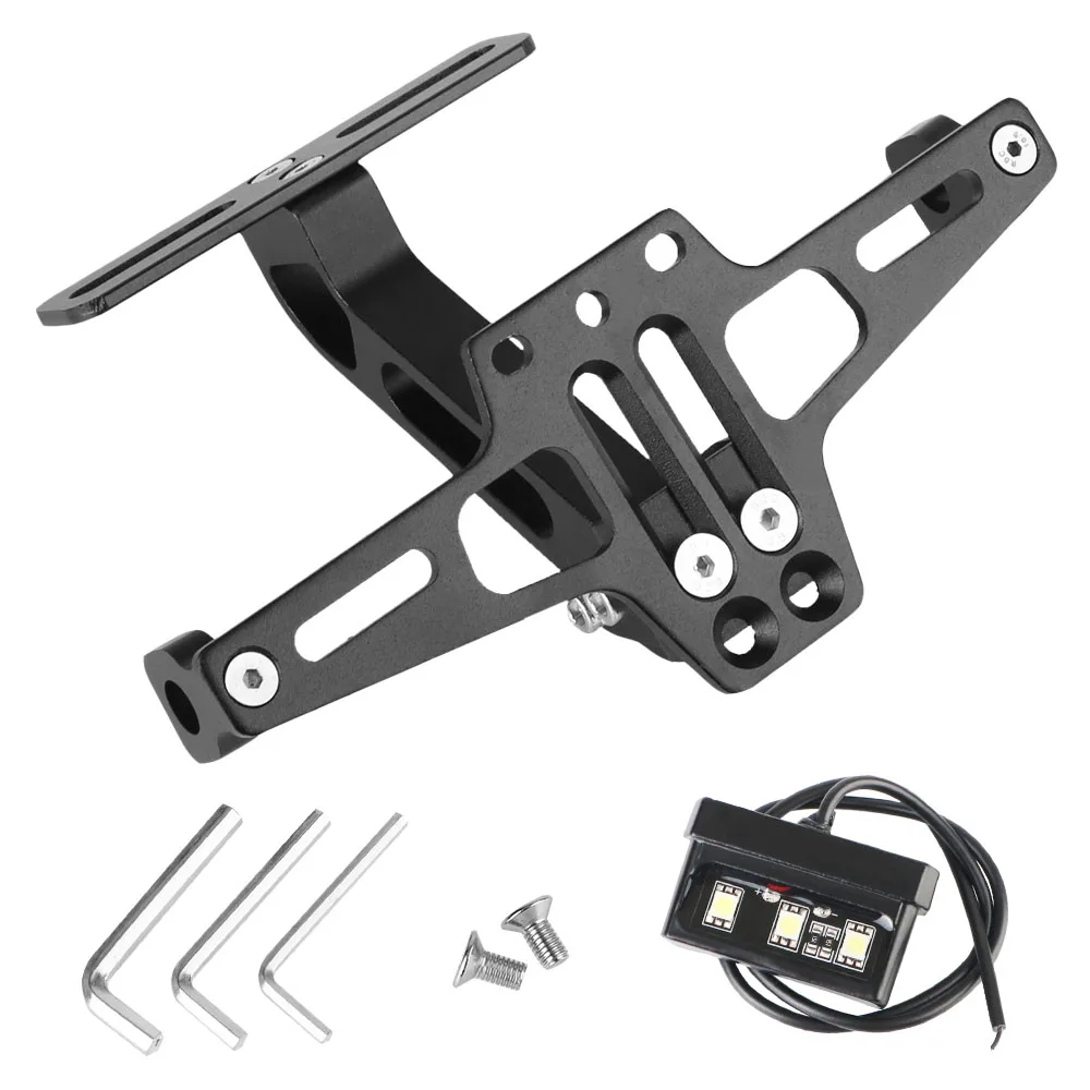 Motorrad Lizenz Nummer Platte Halterung Hinten Blinker Lampe Halter CNC LED Licht Aluminium Fender Eliminator Kits Universal