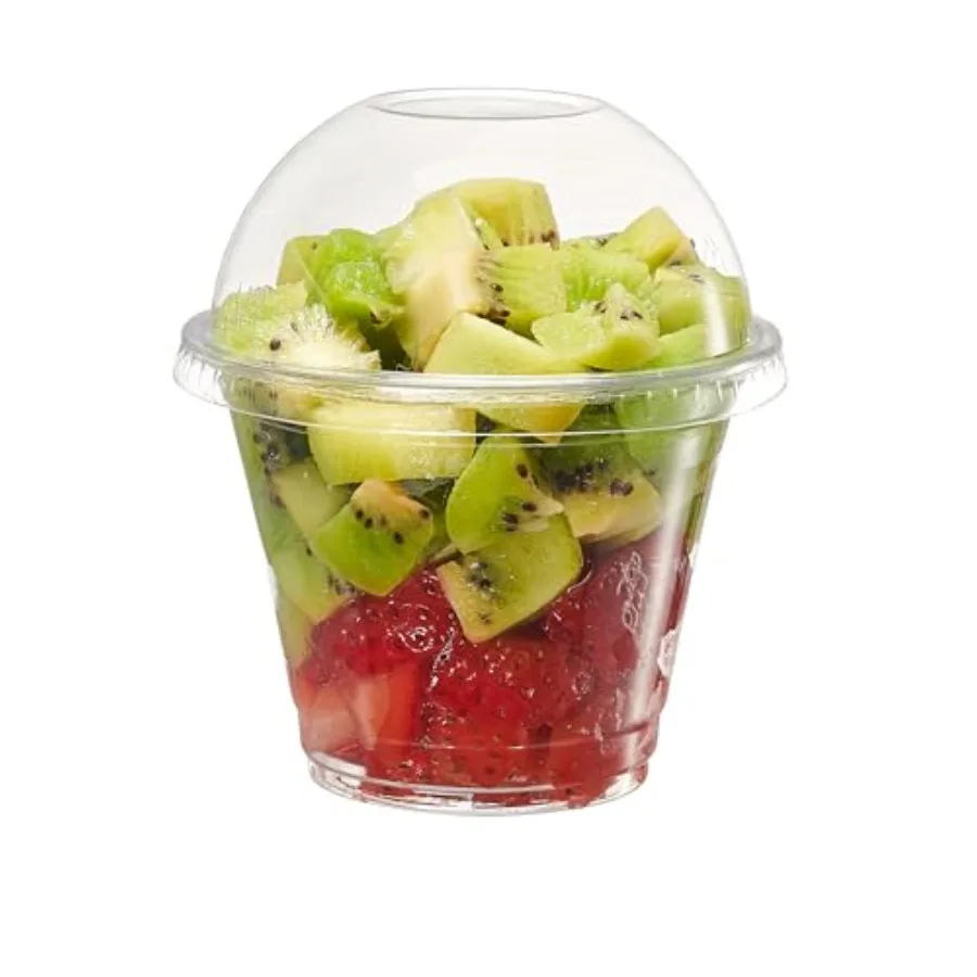 

Plastic 50 Count No Hole,Fruit Cups with Lids for Party - Perfect for Smoothies, Milkshakes, and To-Go Beverages -(Formelry Com