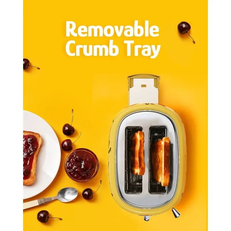 Retro Toaster Multiple toasting levels Defrost/reheat/cancel Removable crumb tray Easy to clean