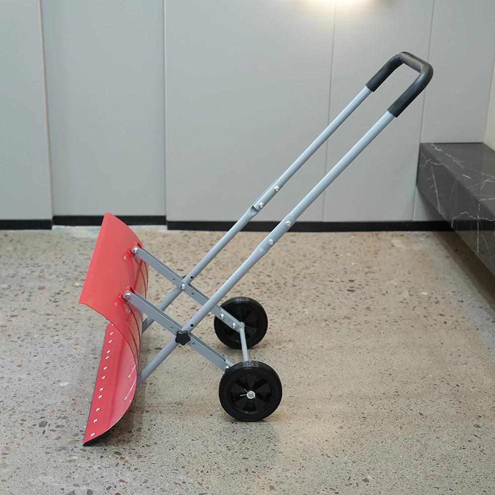 Колеса для толкателя снега из углеродистой стали Стальная ручка Подъездная дорога Тротуар для очистки снега Лопата