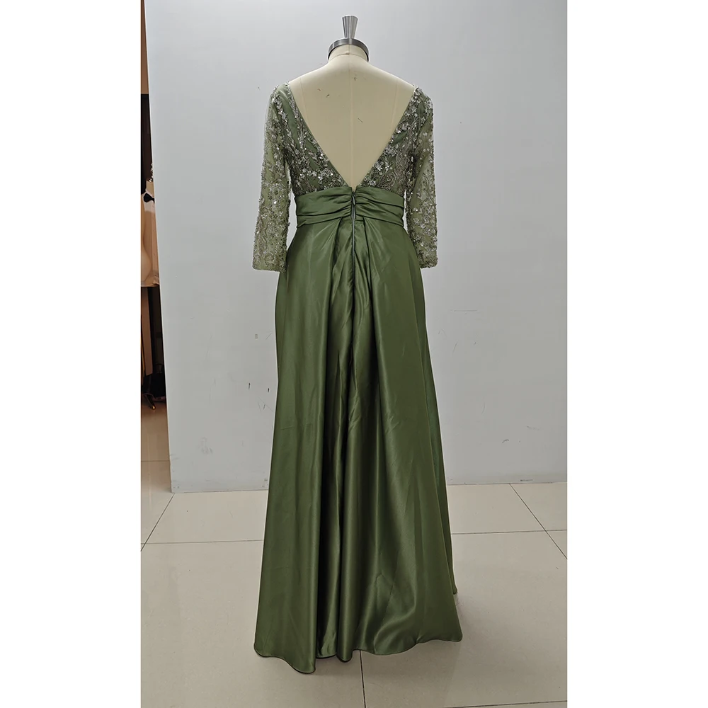Elegant Groen Satijn Vrouwen Formele Avondfeest Jurken Sexy Backless Vloerlengte Zijsplit Sweetheart Slimme Vrouwelijke Prom Jassen