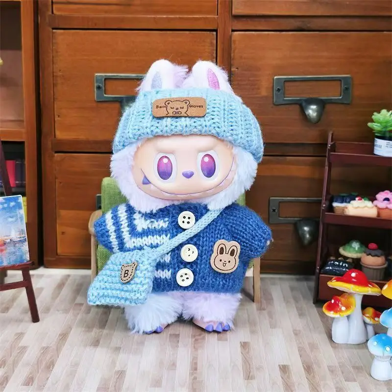 

For 15-17 cm Labubu Clothes outfit Labubu Sitting Party Bear Label Scarf Hat Dolls Accessories Cute Decoration